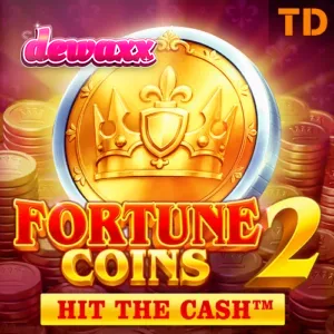 Tampilan antarmuka slot Fortune Coins 2 dengan grid 3x3 dan simbol koin emas.
